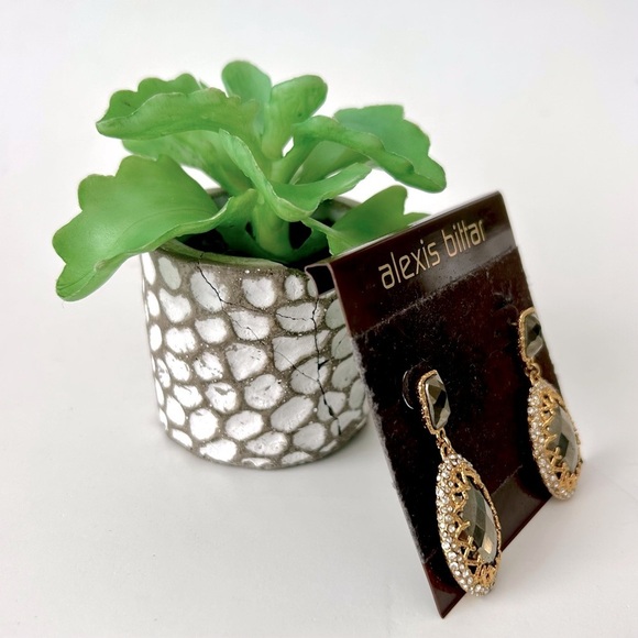 Alexis Bittar Pyrite Crystal Swarovski Pave Earrings Gold Mixed Metal Sparkle - Picture 6 of 9